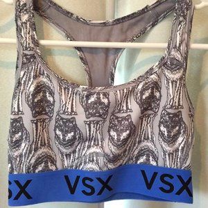 Victoria's Secret VSX Wolf print Wireless Crossback Sports Bra Size XS